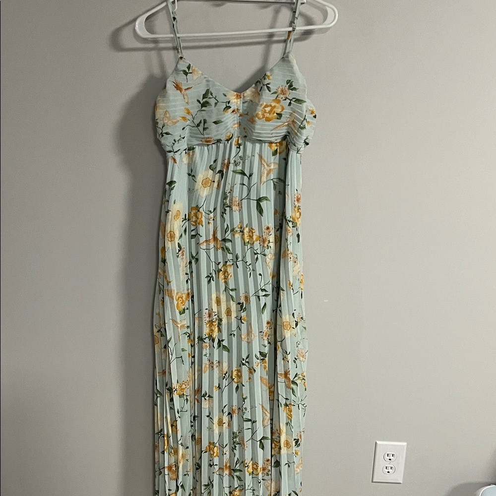 Floral Maxi Dress in mint-green and Yellow